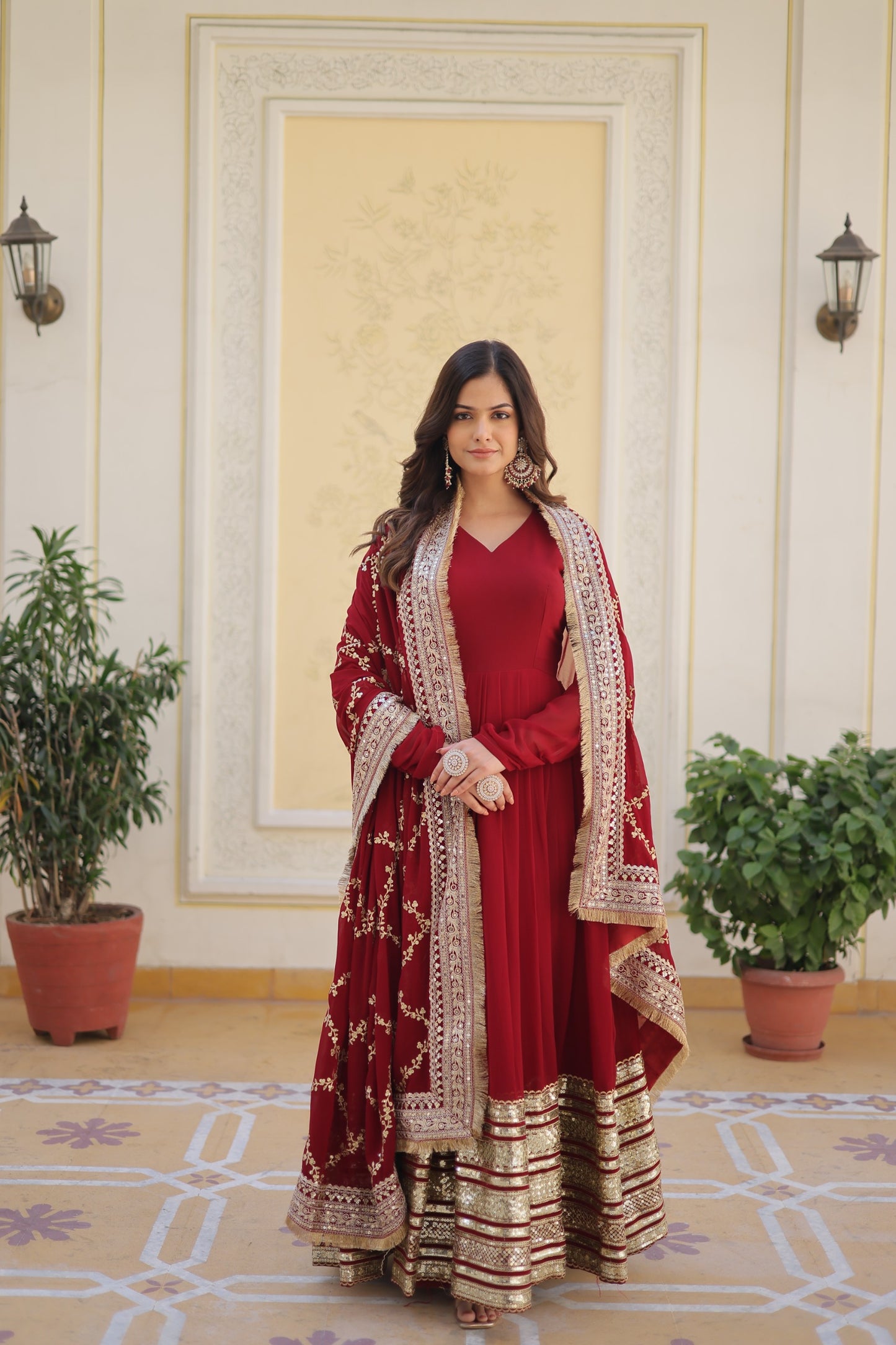 Blooming Gown with Embroidered Zari Sequins Work