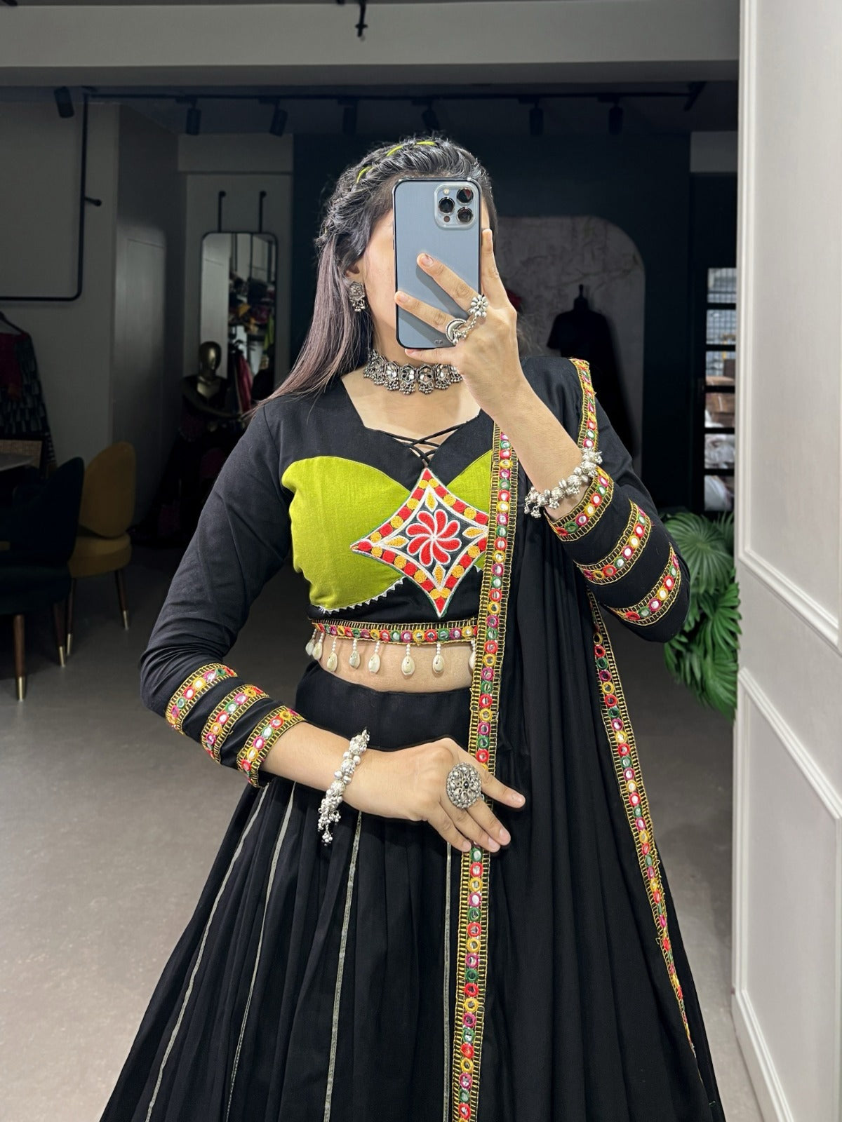 Navratri Gamthi patchwork Lehenga Choli