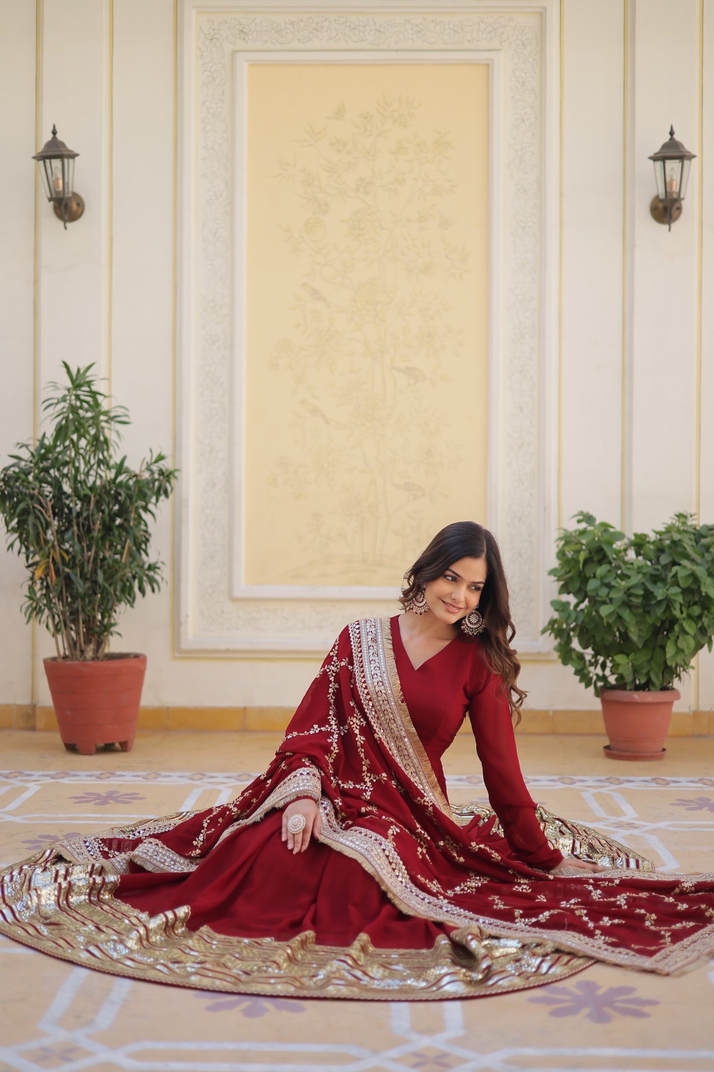 Blooming Gown with Embroidered Zari Sequins Work