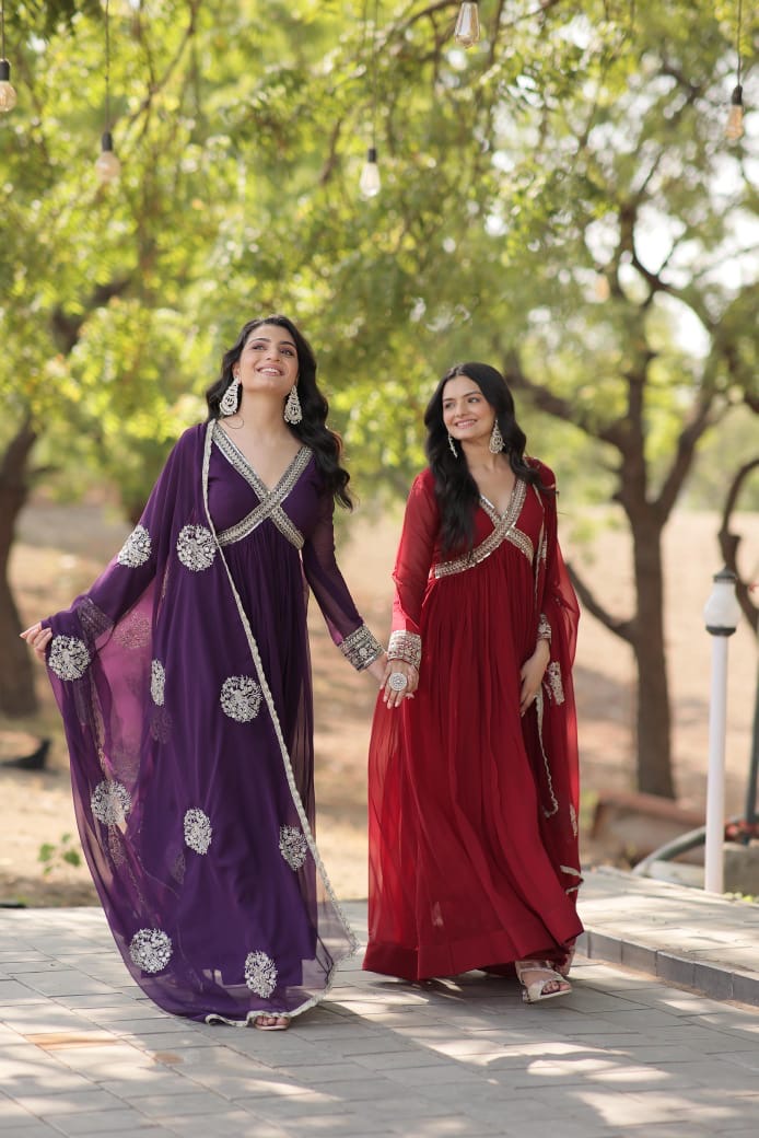 Alia cut gown with dupatta