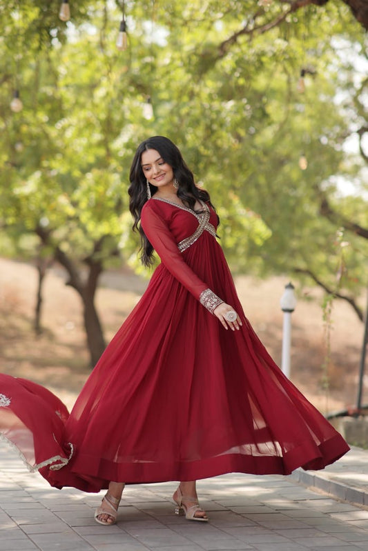 Alia cut gown with dupatta